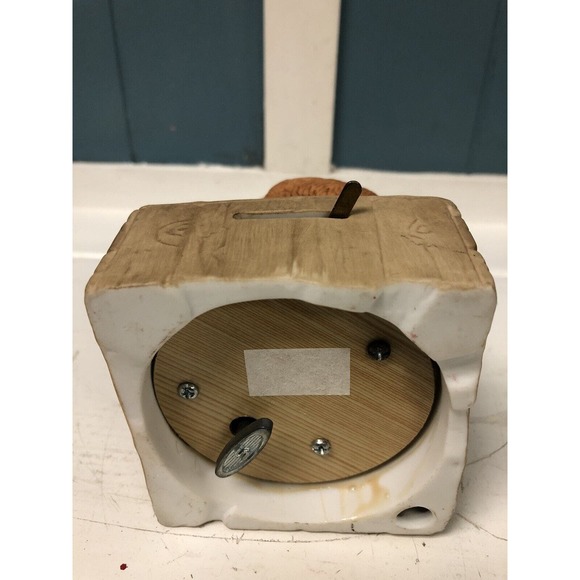 Vtg Gordon Fraser 1984 Ceramic Brown Dog w/ Candy Cane Scarf Christmas Musical - Picture 7 of 8